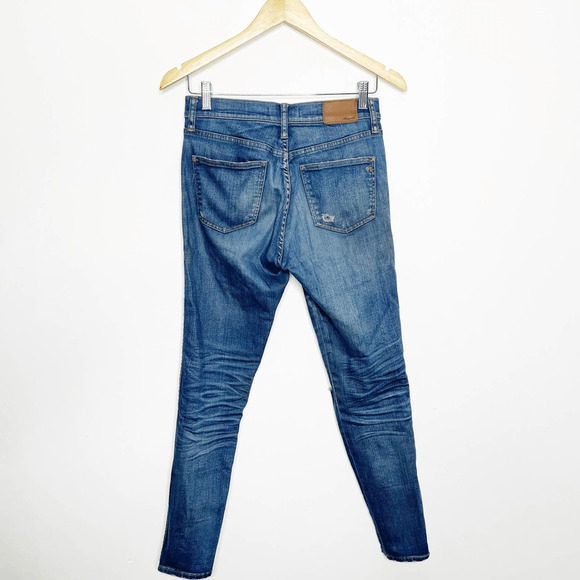 madewell 9" High Rise Skinny Jeans women's blue wash stretch Distressed f9945 27 - Picture 5 of 7